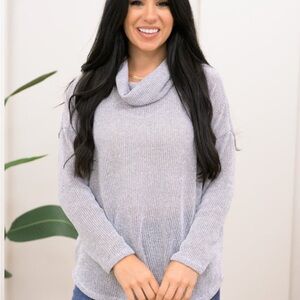 Le Lis Light Gray Cowl Neck Sweater